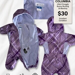 Columbia Purple Plaid Hooded Infant Bunting